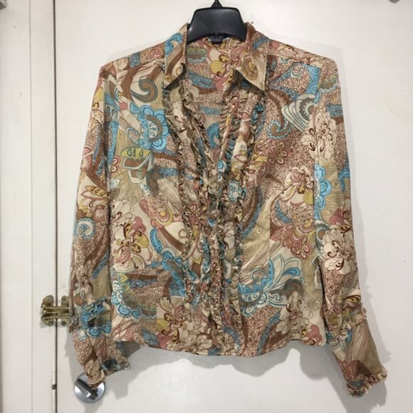 ORWELL MULTICOLOR SILK BLOUSES SIZE 12 - Picture 3 of 6